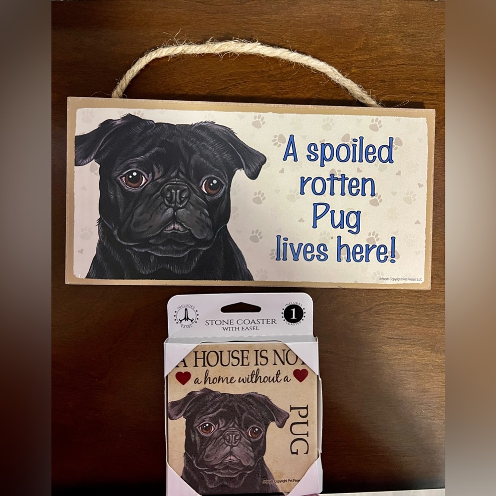 Pug wall sign and coaster